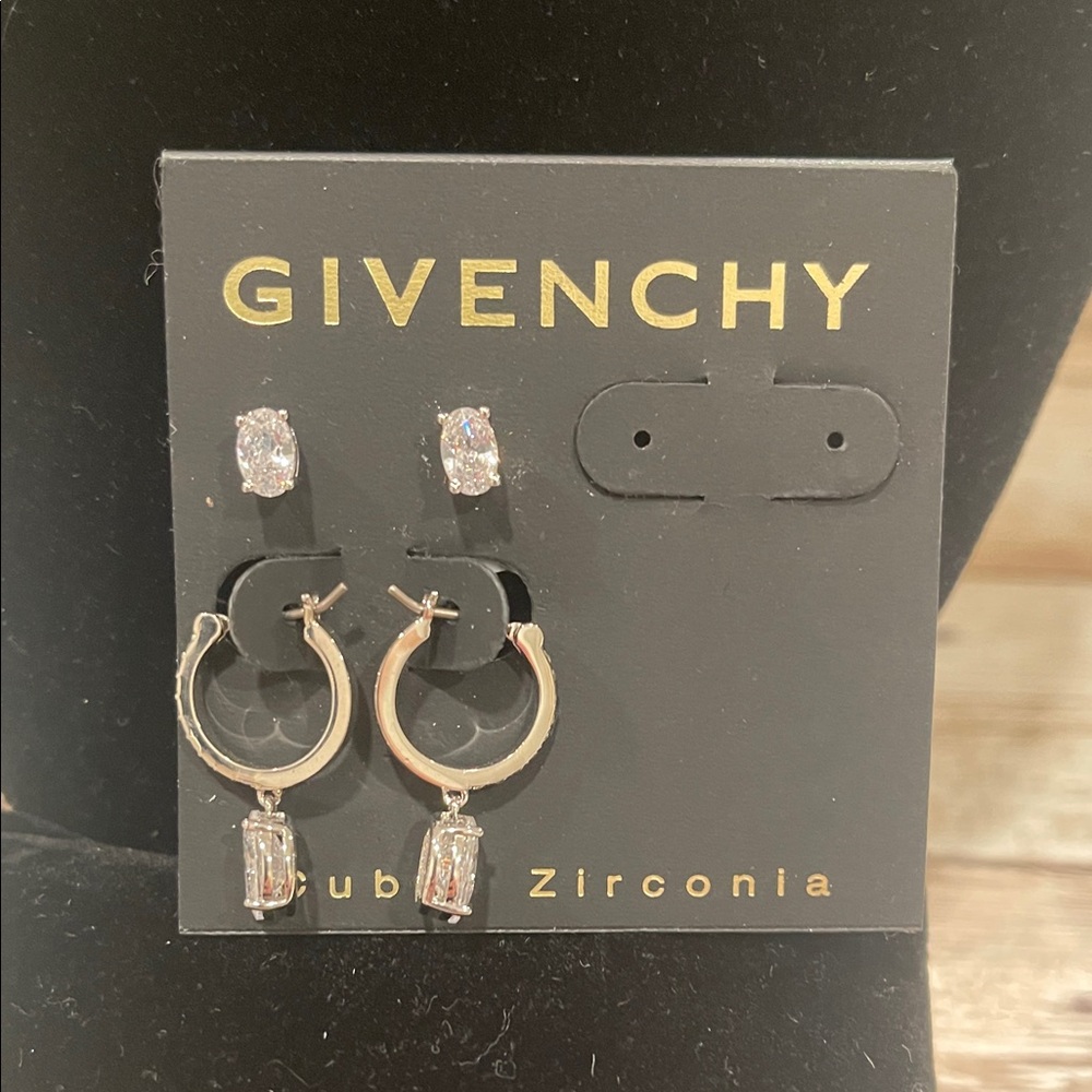 Givenchy Gold Hoops and Silver Studs Earrings‎